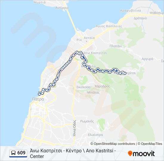 Χάρτης Γραμμής 609 λεωφορείο