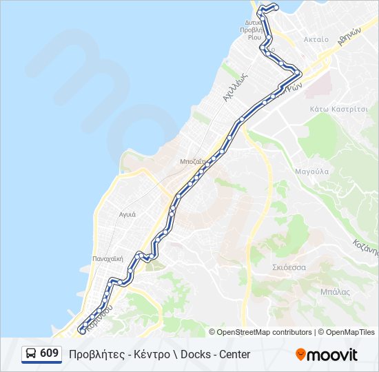 Χάρτης Γραμμής 609 λεωφορείο