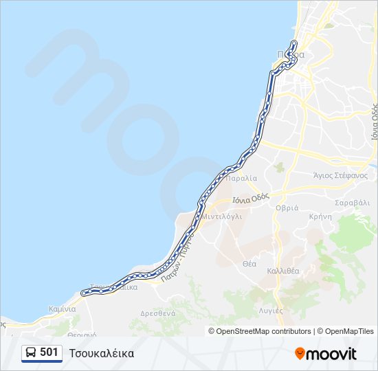 Χάρτης Γραμμής 501 λεωφορείο