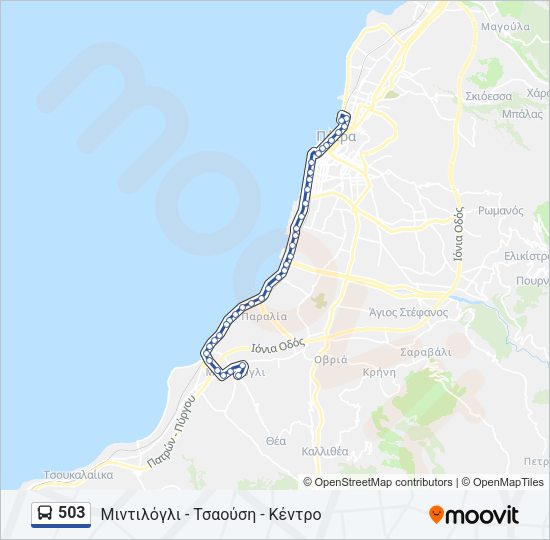 Χάρτης Γραμμής 503 λεωφορείο