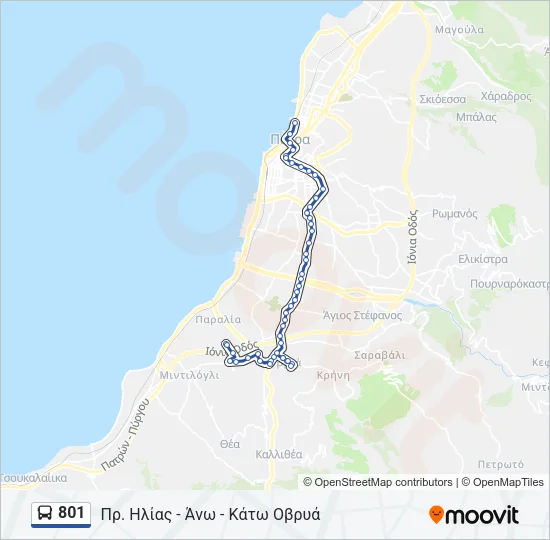 801 Bus Line Map