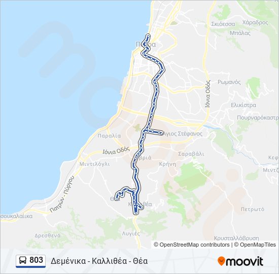 Χάρτης Γραμμής 803 λεωφορείο