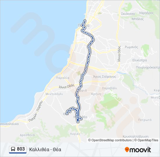 Χάρτης Γραμμής 803 λεωφορείο
