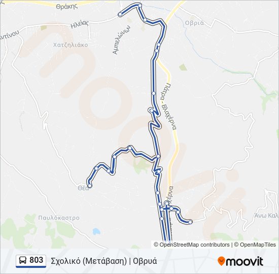 Χάρτης Γραμμής 803 λεωφορείο