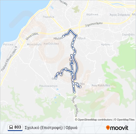 Χάρτης Γραμμής 803 λεωφορείο