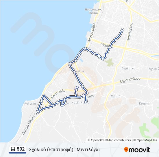 Χάρτης Γραμμής 502 λεωφορείο