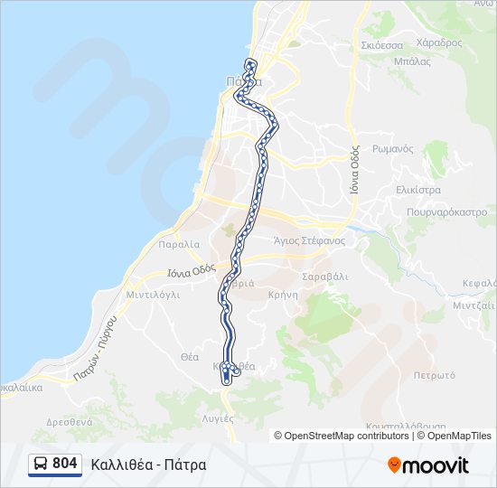 Χάρτης Γραμμής 804 λεωφορείο