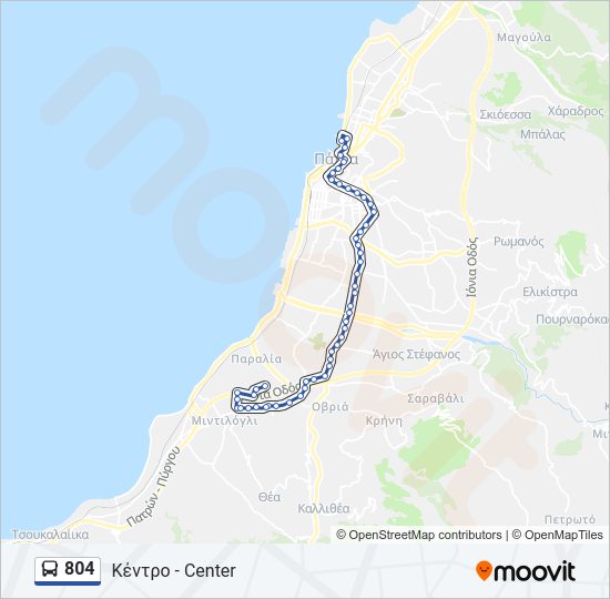Χάρτης Γραμμής 804 λεωφορείο