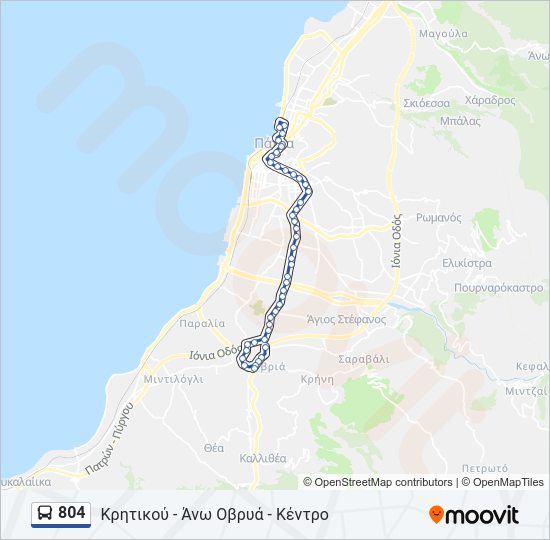 Χάρτης Γραμμής 804 λεωφορείο