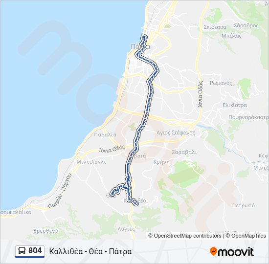 Χάρτης Γραμμής 804 λεωφορείο