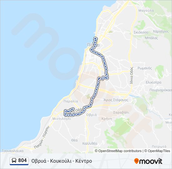 Χάρτης Γραμμής 804 λεωφορείο