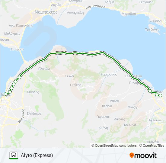 ΠΆΤΡΑ - ΑΊΓΙΟ - ΠΆΤΡΑ bus Line Map