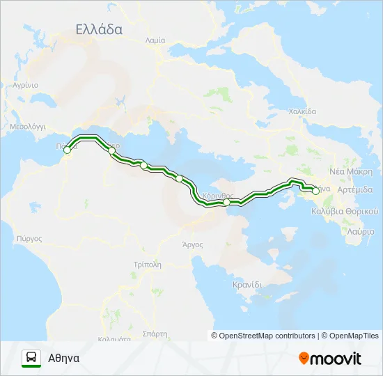 ΠΆΤΡΑ - ΑΘΉΝΑ - ΠΆΤΡΑ Bus Line Map