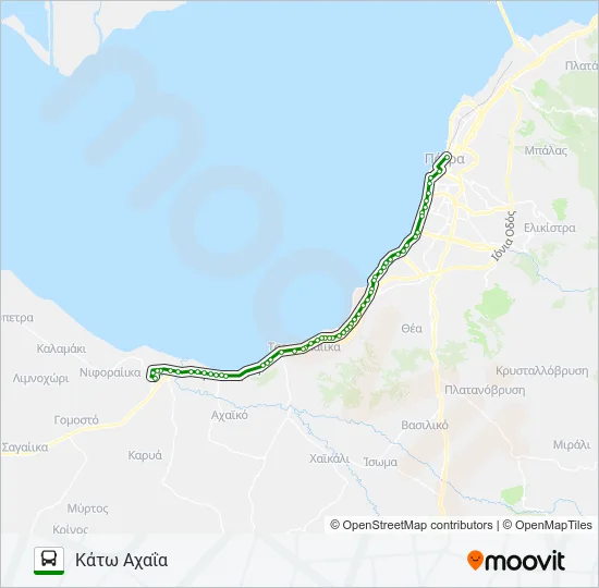 Χάρτης Γραμμής ΠΆΤΡΑ - ΚΆΤΩ ΑΧΑΐΑ - ΠΆΤΡΑ λεωφορείο