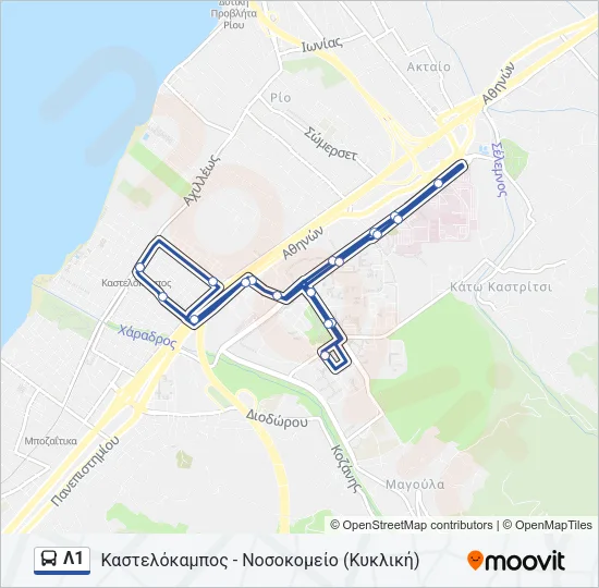 Λ1 Bus Line Map