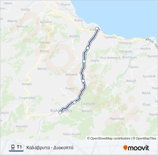 Χάρτης Γραμμής Τ1 προαστιακός