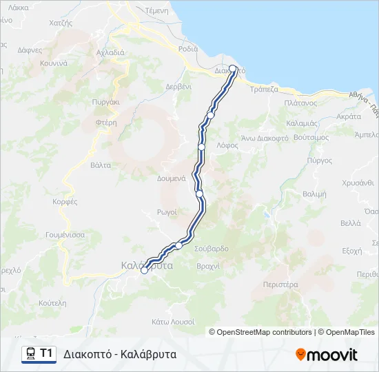 Τ1 Train Line Map