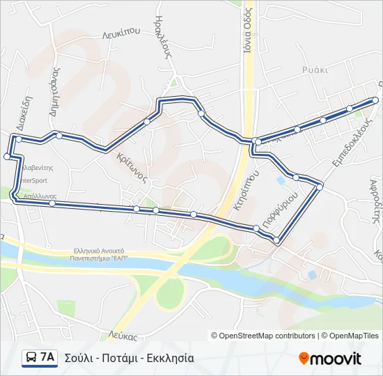 7Α Bus Line Map