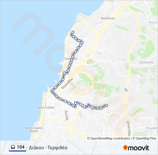 Χάρτης Γραμμής 104 λεωφορείο