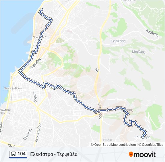 Χάρτης Γραμμής 104 λεωφορείο