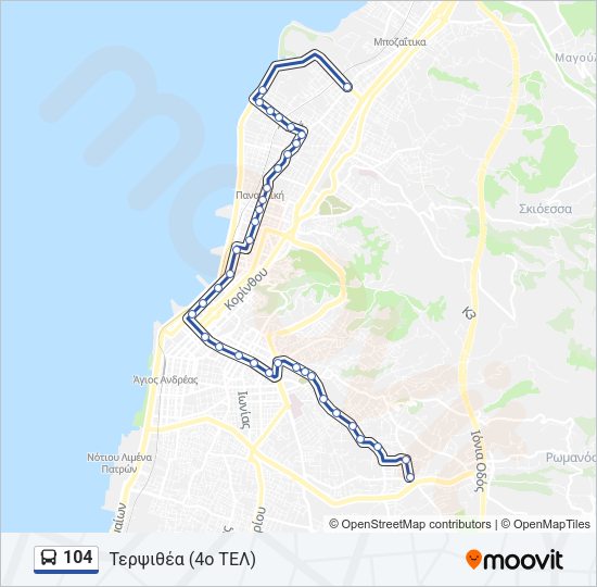 Χάρτης Γραμμής 104 λεωφορείο