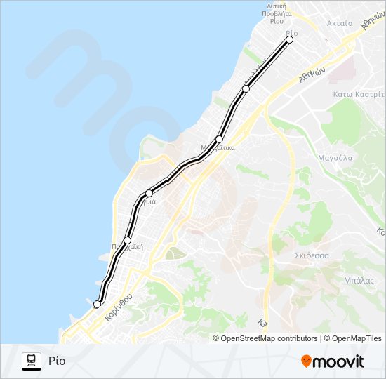 Χάρτης Γραμμής ΠΆΤΡΑ - ΡΊΟ προαστιακός