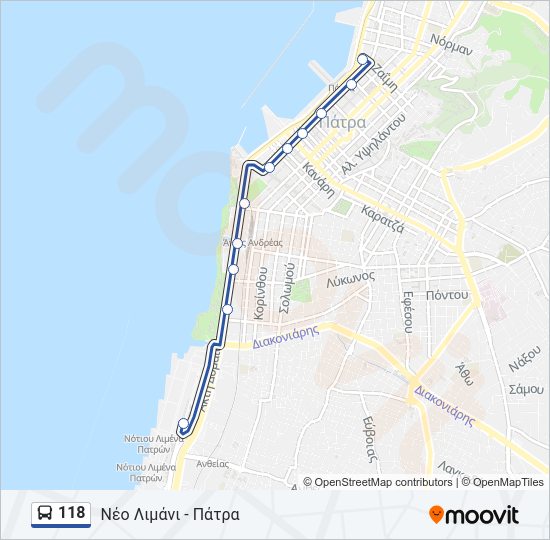 118 Route: Schedules, Stops & Maps - Νέο Λιμάνι - Πάτρα (Updated)