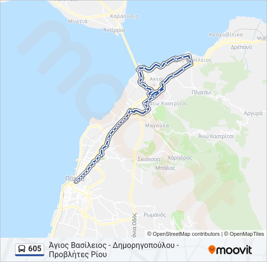 Χάρτης Γραμμής 605 λεωφορείο