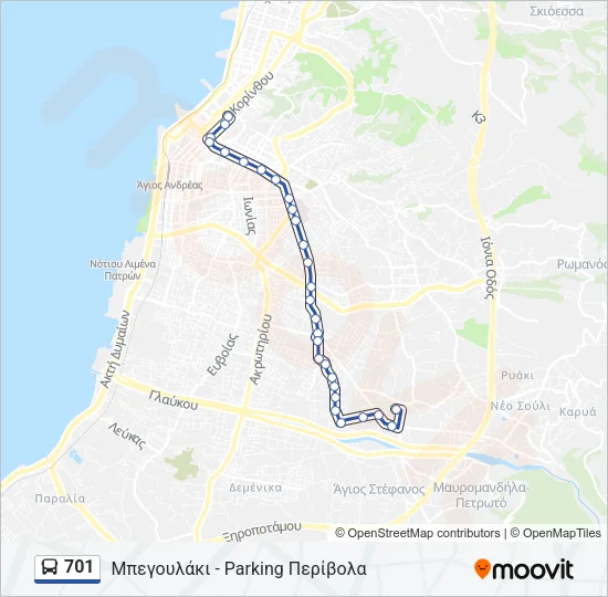 701 Bus Line Map