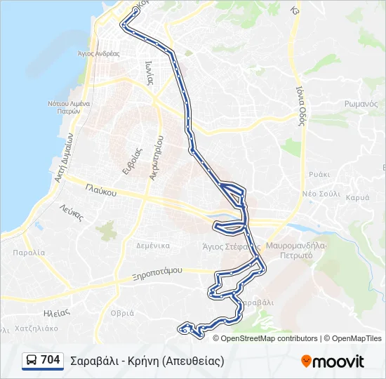 704 Bus Line Map