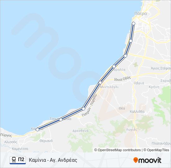 Χάρτης Γραμμής Π2 προαστιακός