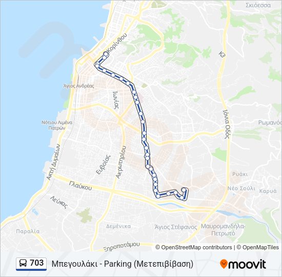 Χάρτης Γραμμής 703 λεωφορείο