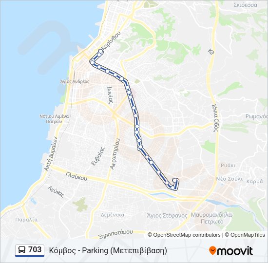 Χάρτης Γραμμής 703 λεωφορείο