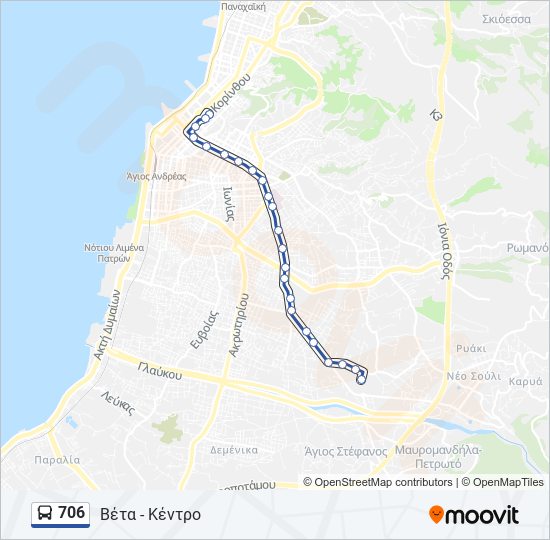 Χάρτης Γραμμής 706 λεωφορείο