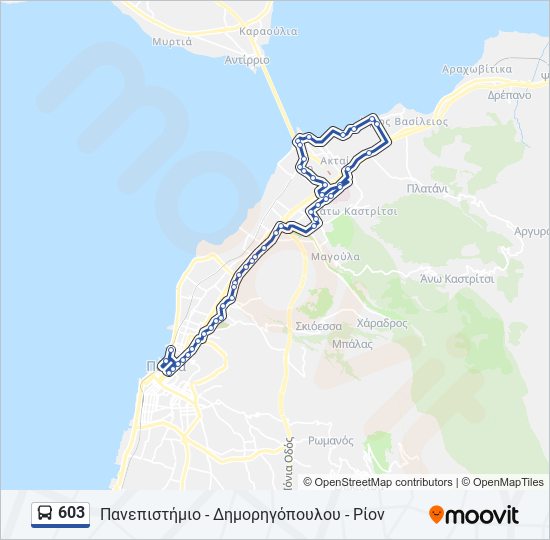 Χάρτης Γραμμής 603 λεωφορείο