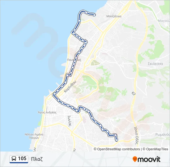 105 Bus Line Map