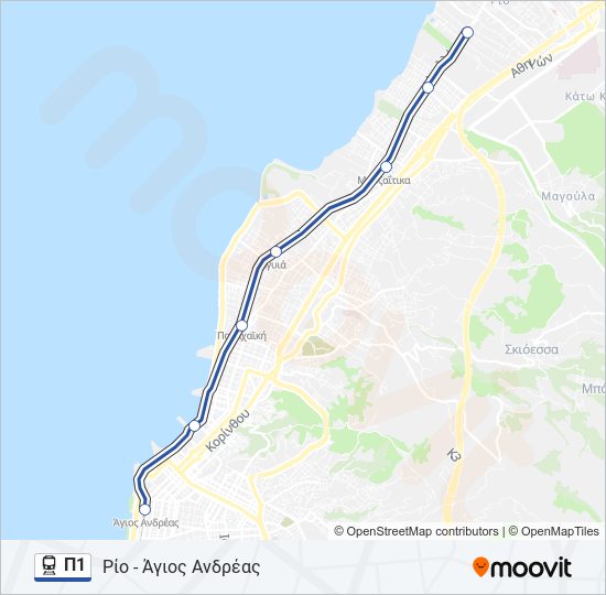 Χάρτης Γραμμής Π1 προαστιακός