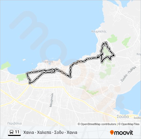 Χάρτης Γραμμής 11 λεωφορείο