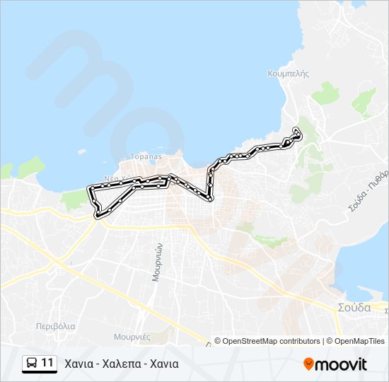 Χάρτης Γραμμής 11 λεωφορείο
