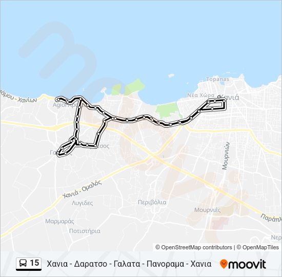 Χάρτης Γραμμής 15 λεωφορείο