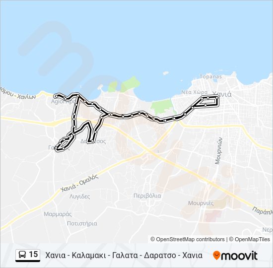 Χάρτης Γραμμής 15 λεωφορείο
