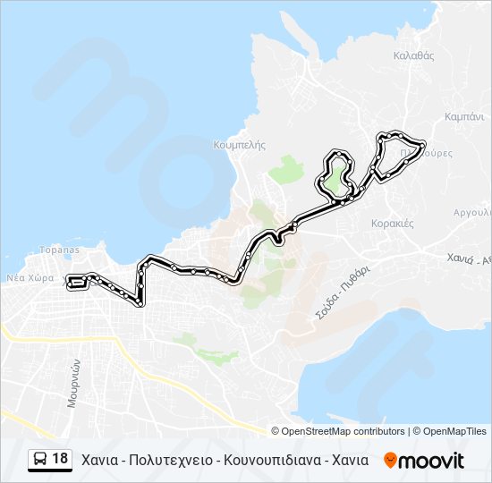 18 bus Line Map
