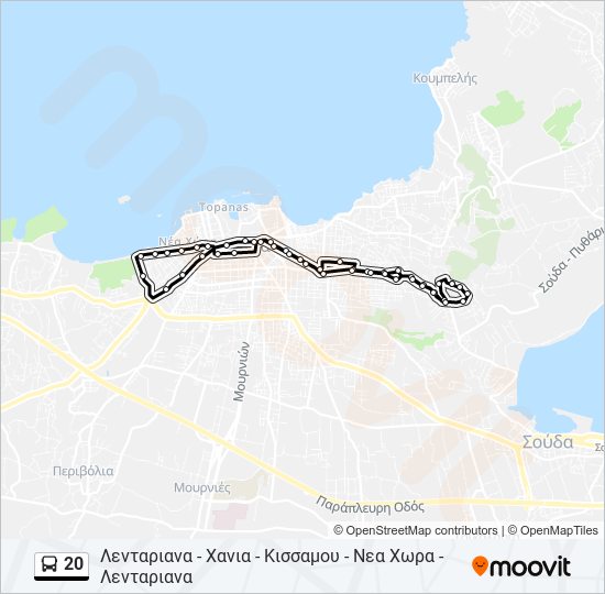 Χάρτης Γραμμής 20 λεωφορείο