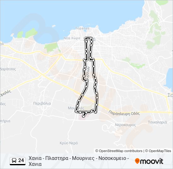 Χάρτης Γραμμής 24 λεωφορείο