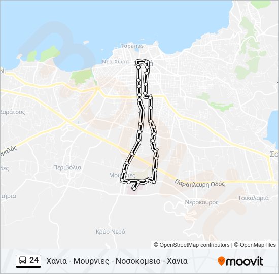 Χάρτης Γραμμής 24 λεωφορείο