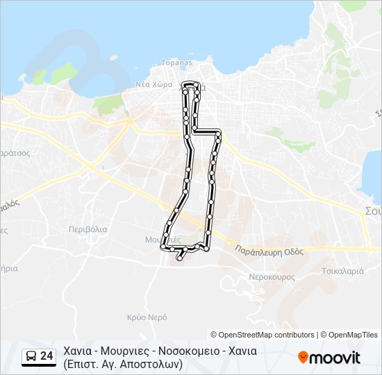 Χάρτης Γραμμής 24 λεωφορείο