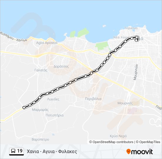 Χάρτης Γραμμής 19 λεωφορείο