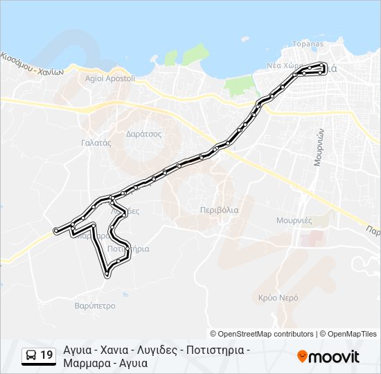 Χάρτης Γραμμής 19 λεωφορείο