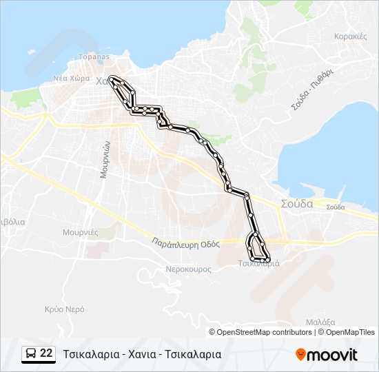 Χάρτης Γραμμής 22 λεωφορείο