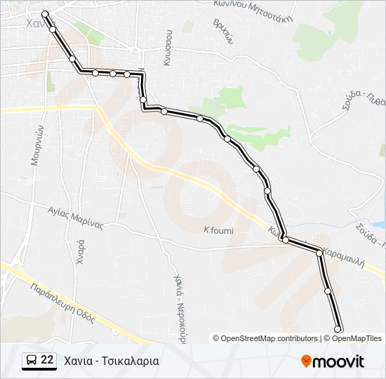 Χάρτης Γραμμής 22 λεωφορείο